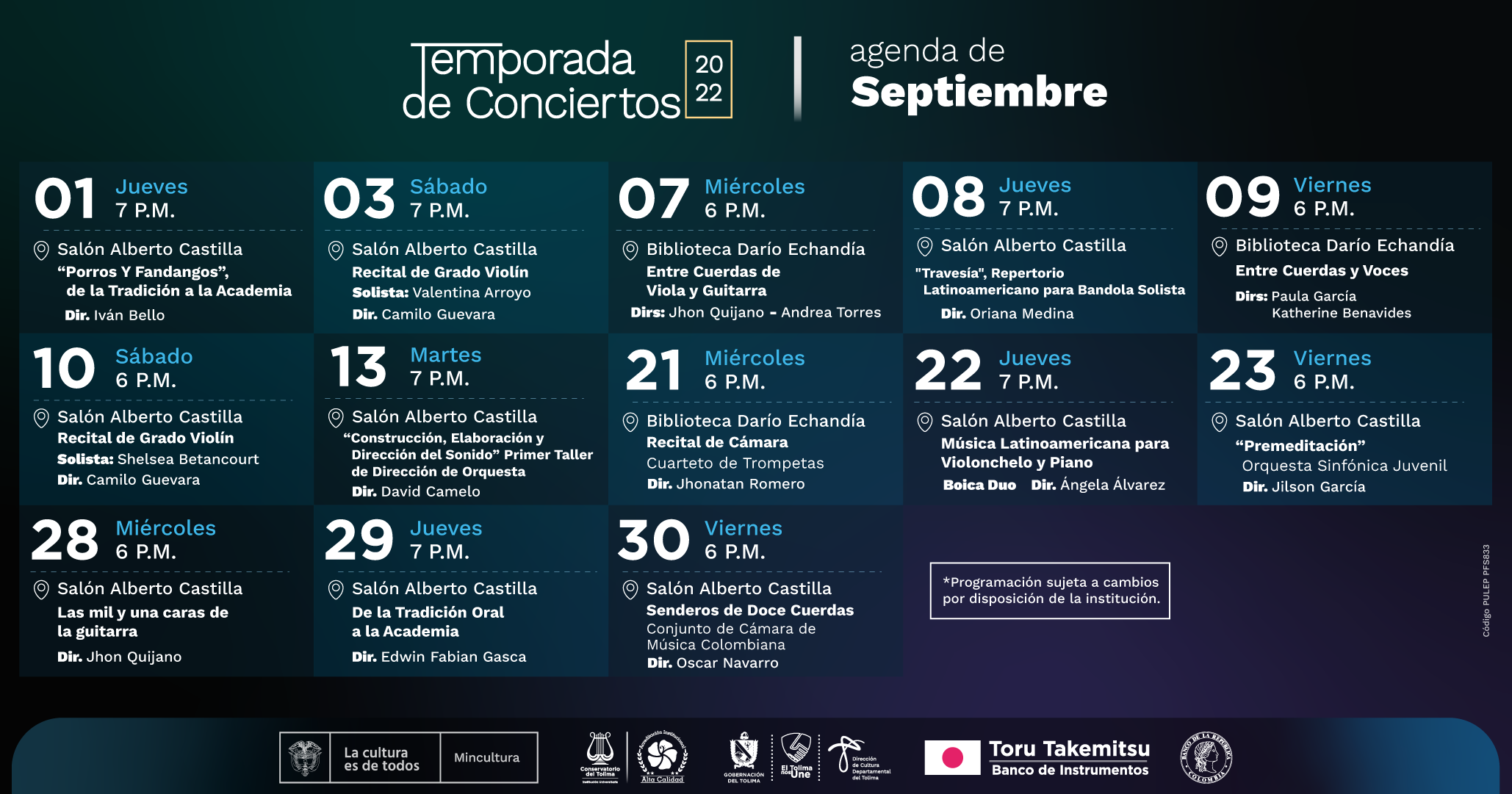 Cronograma Septiembre Horizontal